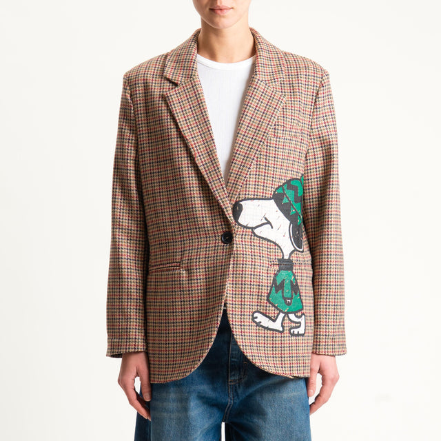 Souvenir-Giacca SNOOPY pied de poule - sabbia/vino/militare