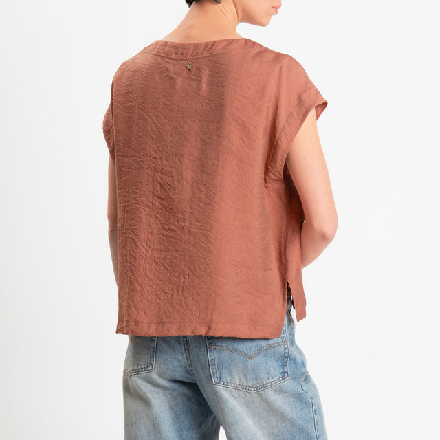 Souvenir-Blusa viscosa goffrata spacchi laterali - rame