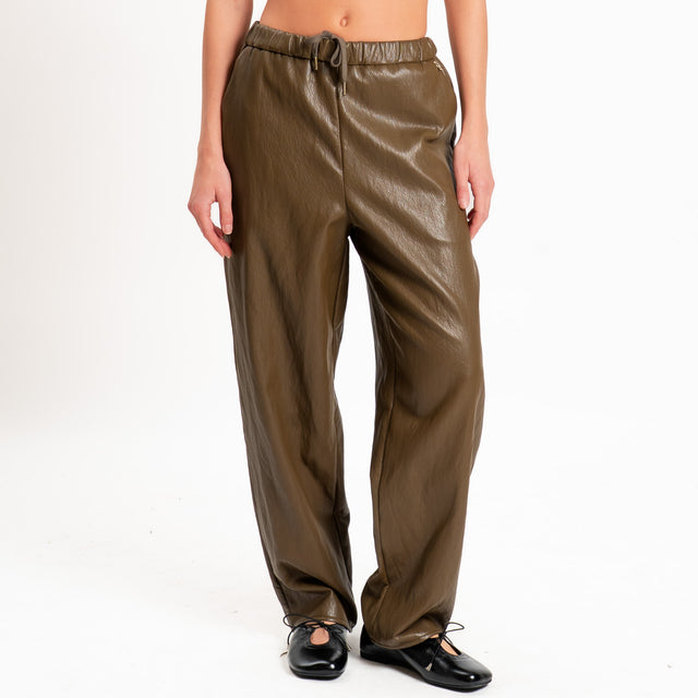 Souvenir-Pantalone similpelle elastico in vita - olio