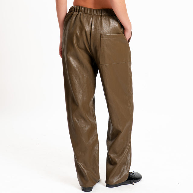 Souvenir-Pantalone similpelle elastico in vita - olio
