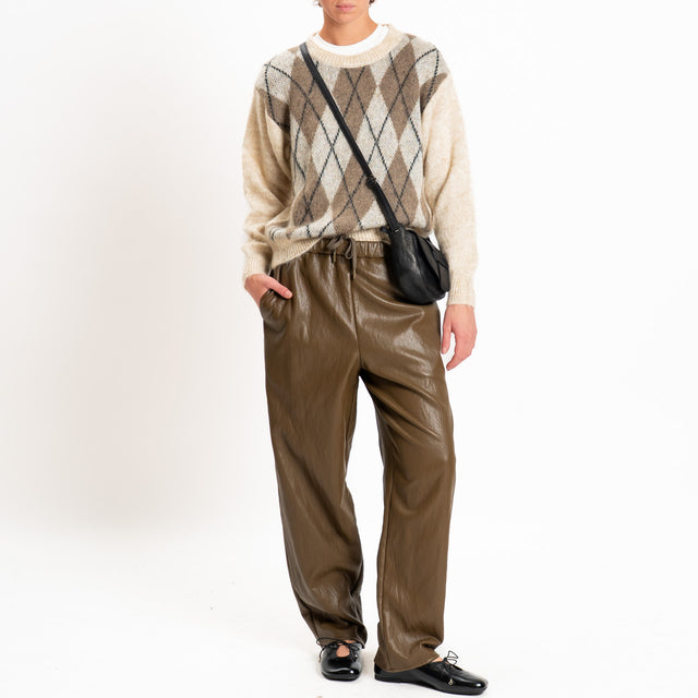 Souvenir-Pantalone similpelle elastico in vita - olio