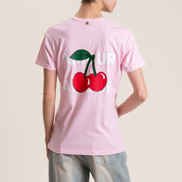 Souvenir-T-shirt stampa ciliegia - rosa