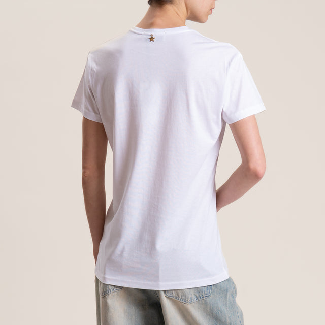 Souvenir-T-shirt stampa con applicazioni - bianco