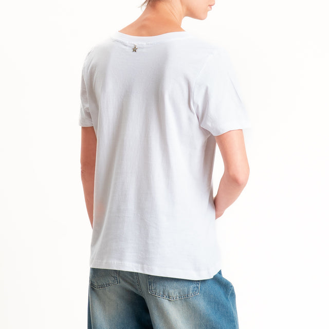 Souvenir-T-shirt scollo v stampa "HOUSTON TEXAS" - bianco