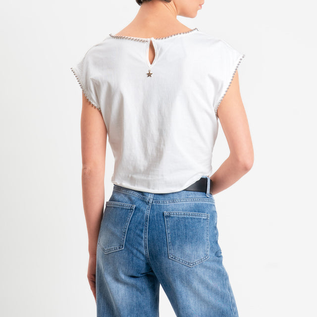 Souvenir-T-shirt smanicata con borchie - bianco