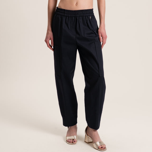 Souvenir-Pantalone cargo elastico in vita - Nero