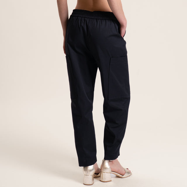 Souvenir-Pantalone cargo elastico in vita - Nero