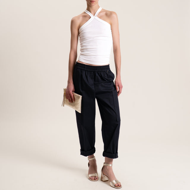 Souvenir-Pantalone cargo elastico in vita - Nero