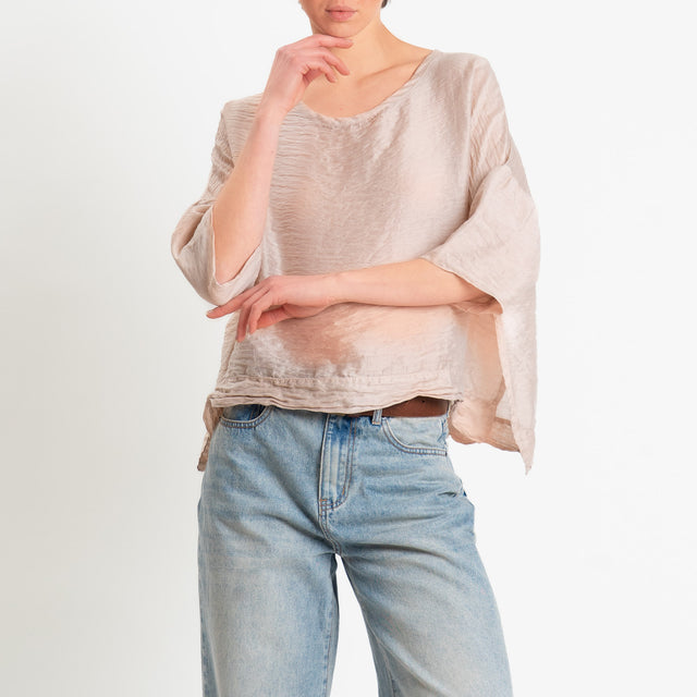 Souvenir-Blusa goffrata lyocell con spacchi laterali - nude