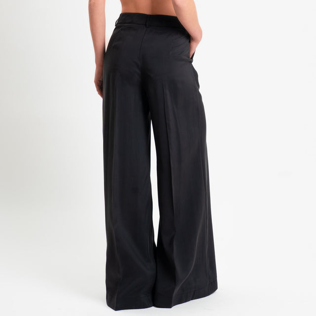 Souvenir-Pantalone wide leg tessuto fluido modal - nero