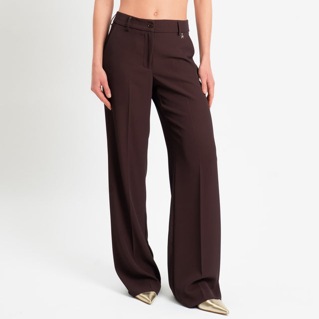 Souvenir-Completo Giacca + pantalone tessuto fluido - cioccolato