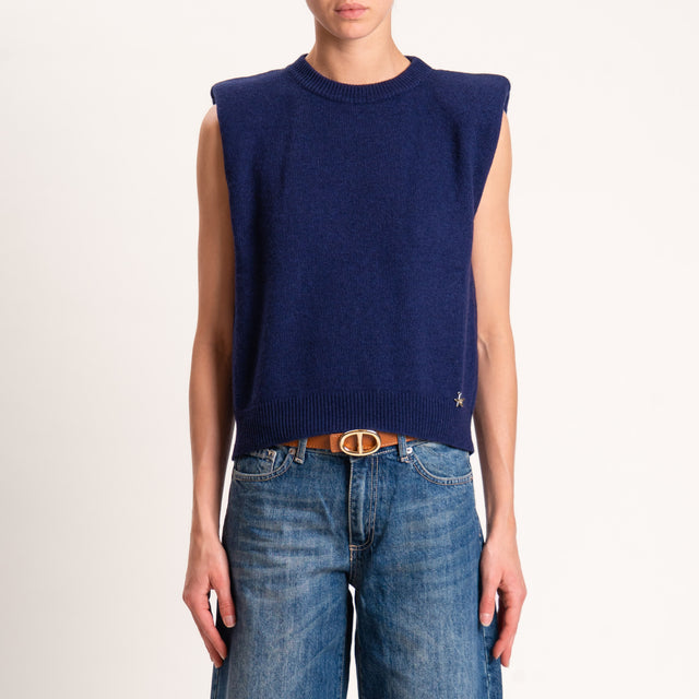 Souvenir-Maglia smanicata misto cashmere con spalline - blu