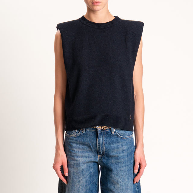Souvenir-Maglia smanicata misto cashmere con spalline - nero