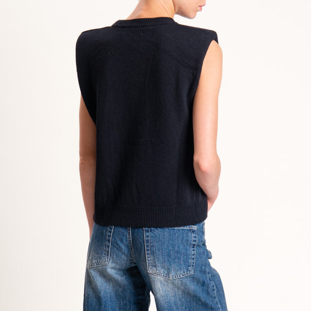 Souvenir-Maglia smanicata misto cashmere con spalline - nero