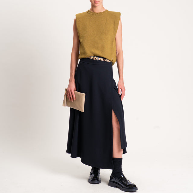 Souvenir-Maglia smanicata misto cashmere con spalline - olio