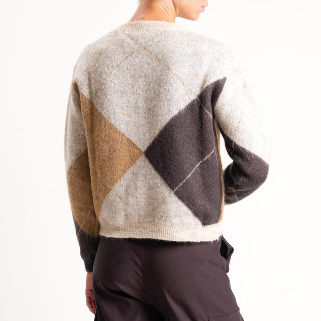 Souvenir-Maglia rombi misto mohair filo lurex - casha/camel/moro