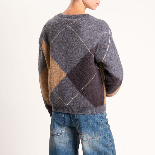 Souvenir-Cardigan mohair rombi con filo lurex - antracite/moro/camel