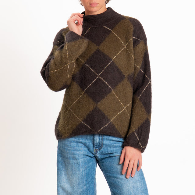 Souvenir-Maglia mohair rombi - moro/militare