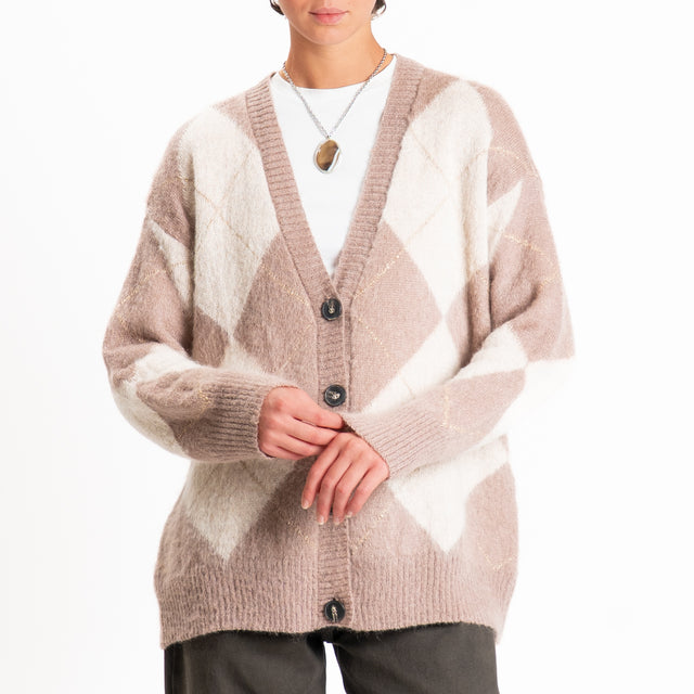 Souvenir-Cardigan mohair rombi - tortora/burro