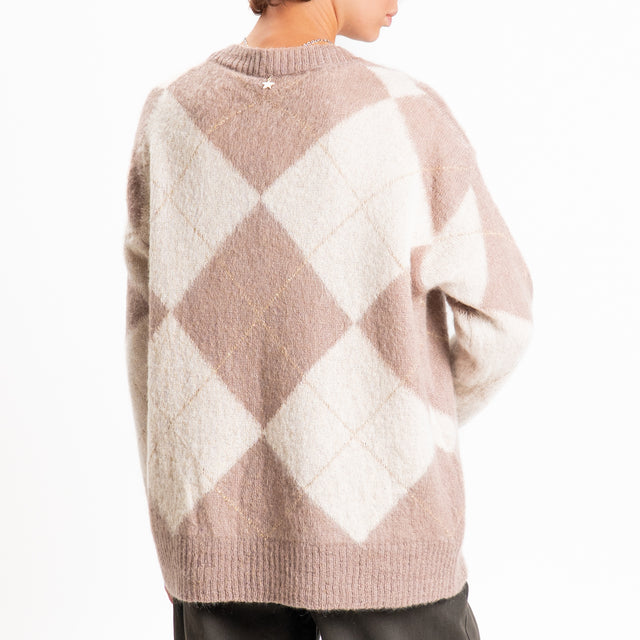 Souvenir-Cardigan mohair rombi - tortora/burro