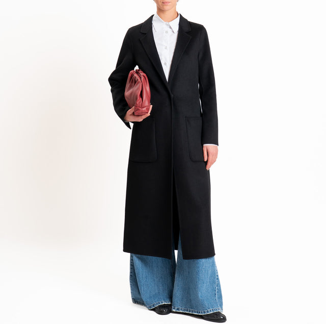 Vicolo-Cappotto HAND MADE MISTO LANA spacco dietro - Nero