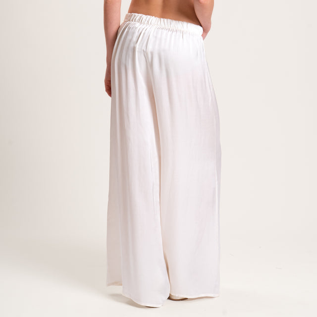 Tensione in-Completo top e pantalone raso elasticizzato di viscosa - burro
