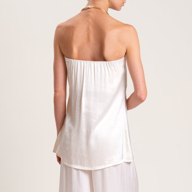 Tensione in-Completo top e pantalone raso elasticizzato di viscosa - burro
