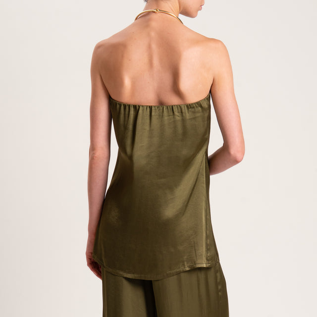 Tensione in-Completo top e pantalone raso elasticizzato di viscosa - militare