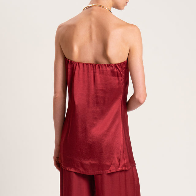 Tensione in-Completo top e pantalone raso elasticizzato di viscosa - cabernet
