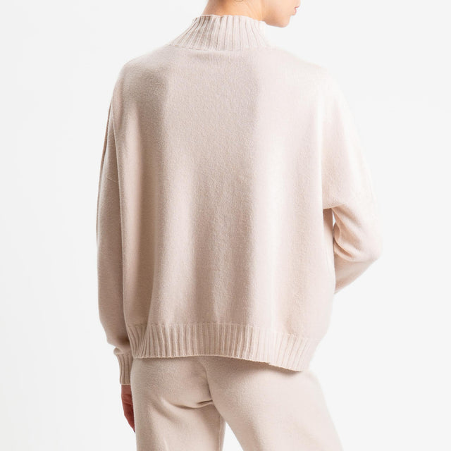 Tensione in-Completo maglia collo montato + pantalone - gesso