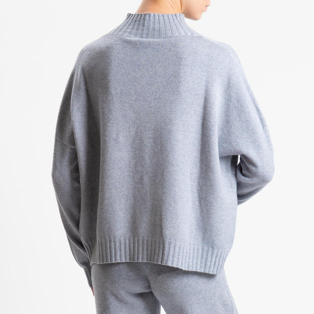 Tensione in-Completo maglia collo montato + pantalone - perla