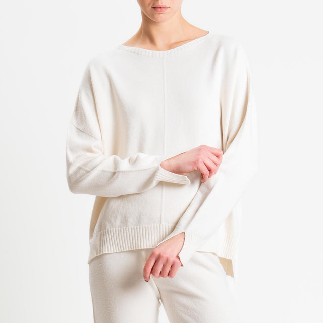 Tensione in-Completo maglia scollo barca + pantalone - crema