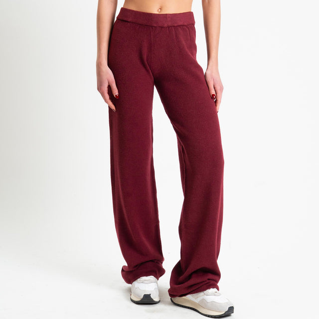 Tensione in-Completo maglia scollo barca + pantalone - vino