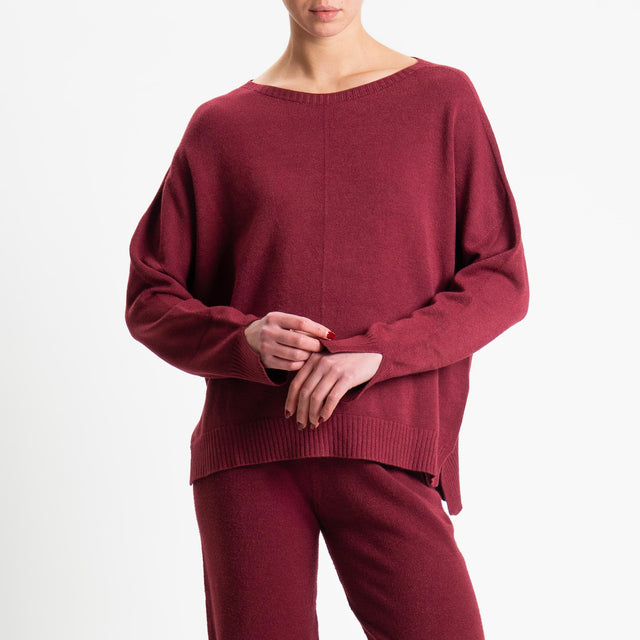Tensione in-Completo maglia scollo barca + pantalone - vino