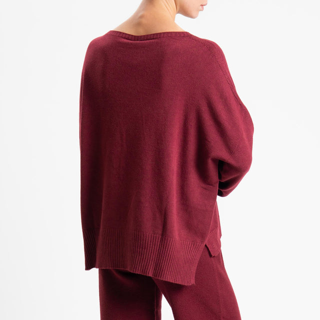 Tensione in-Completo maglia scollo barca + pantalone - vino