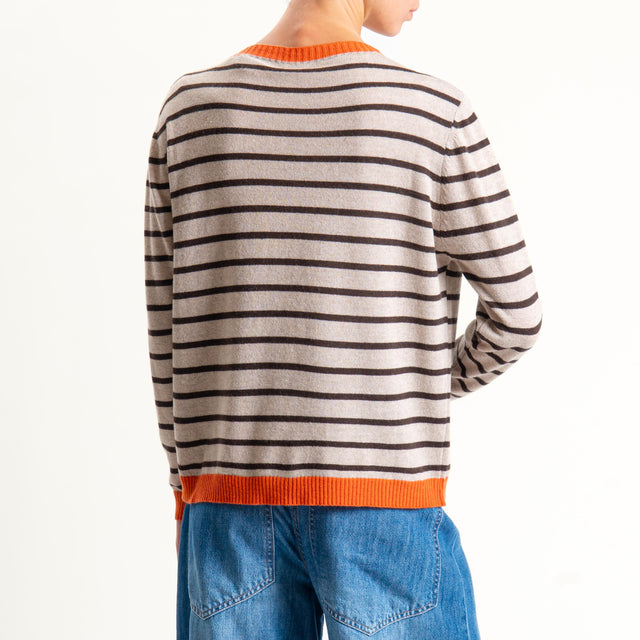 Tensione in- Maglia righe misto cashmere - arancio/beige/moro