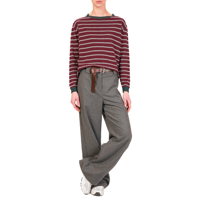 Tension in- Striped cashmere blend sweater - green/wine/grey