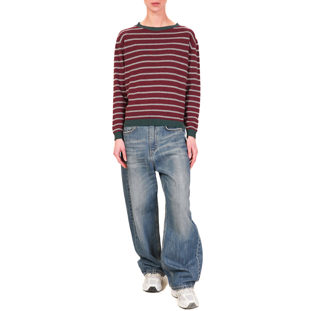 Tension in- Striped cashmere blend sweater - green/wine/grey