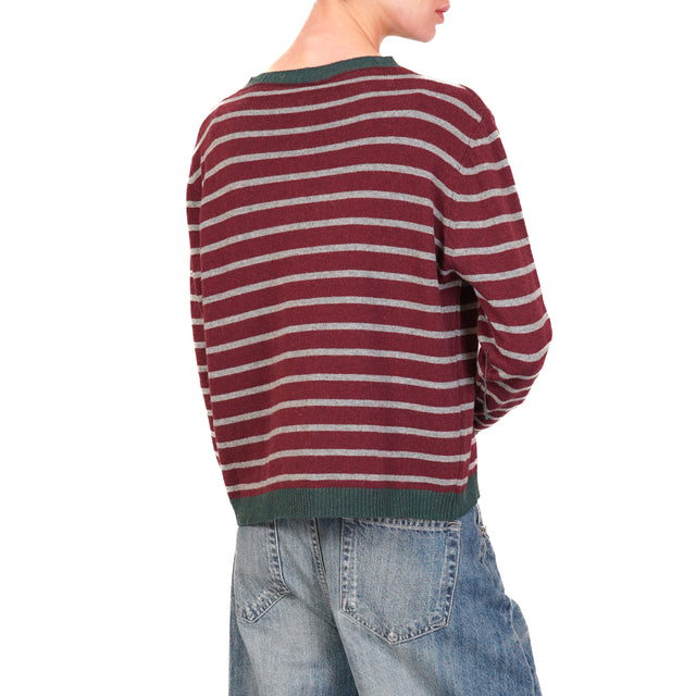 Tension in- Striped cashmere blend sweater - green/wine/grey
