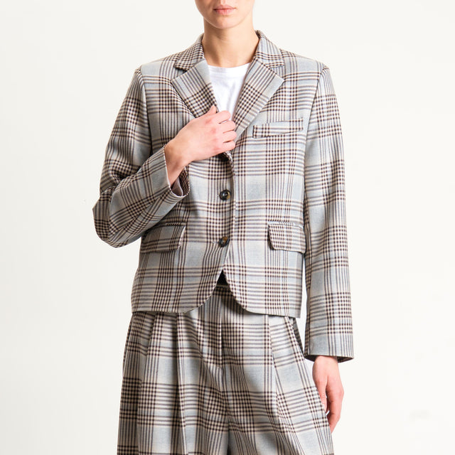 Tensione in- Giacca crop check - grigio/moro