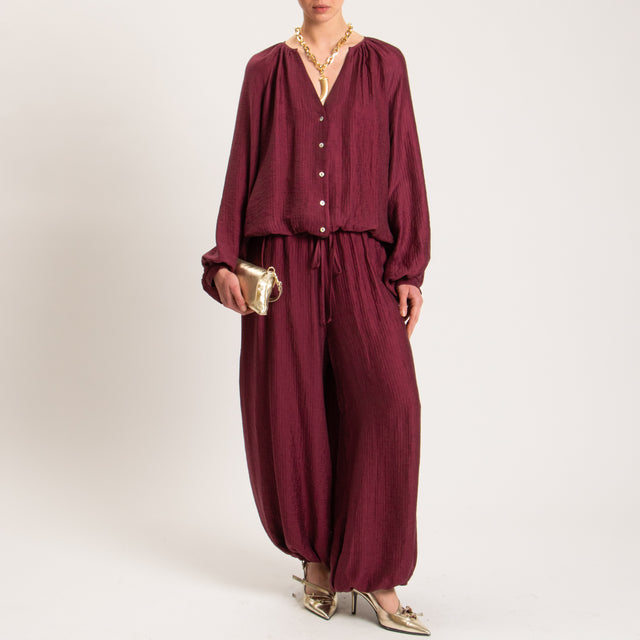 Tensione in-Camicia mussola goffrata - vino