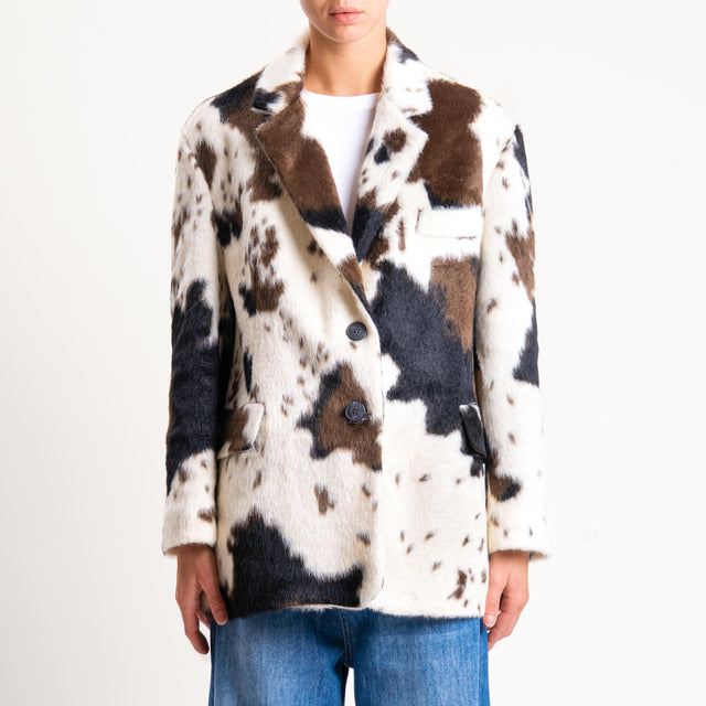 Tensione in-Giacca cow print due bottoni - latte/moro/nero