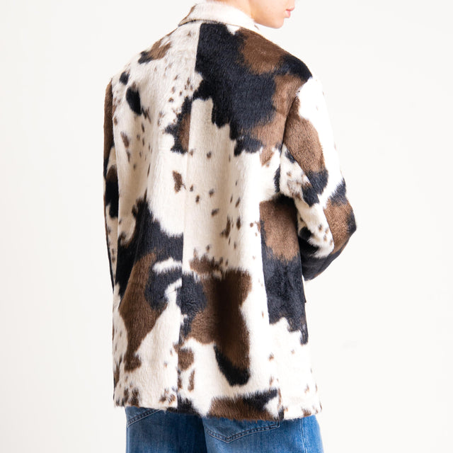 Tensione in-Giacca cow print due bottoni - latte/moro/nero
