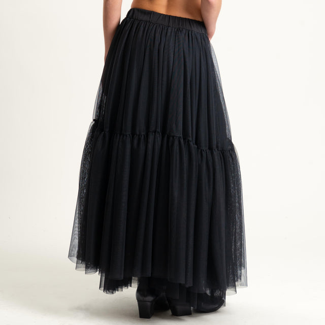 Tensione in-Gonna in tulle con balza - nero
