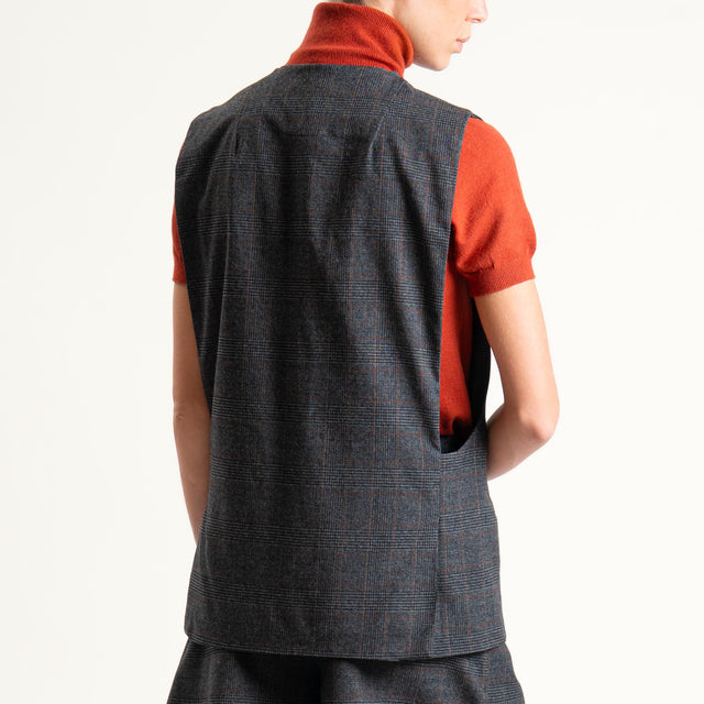 Tensione in-Gilet check un bottone - grigio/coccio