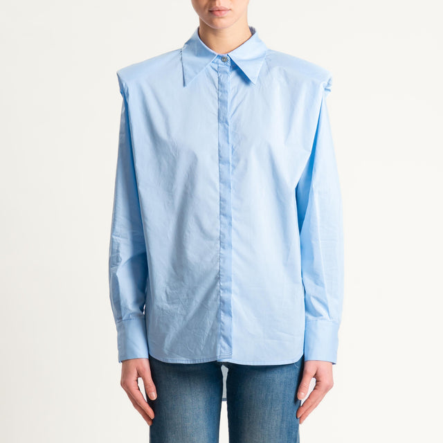Tensione in-Camicia in cotone con spalline - azzurro