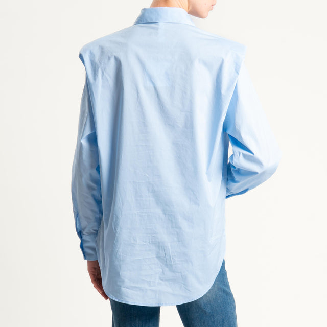Tensione in-Camicia in cotone con spalline - azzurro