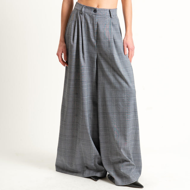 Tensione in-Pantalone wide leg principe di galles - grigio