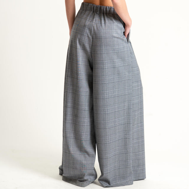 Tensione in-Pantalone wide leg principe di galles - grigio