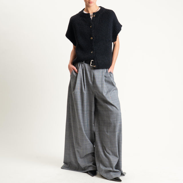 Tensione in-Pantalone wide leg principe di galles - grigio
